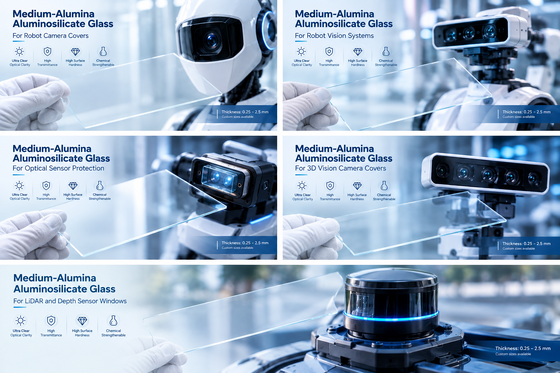 Guter Preis Aluminosilikatglas mit mittlerem Aluminiumgehalt für LiDAR- und Tiefensensorfenster Online